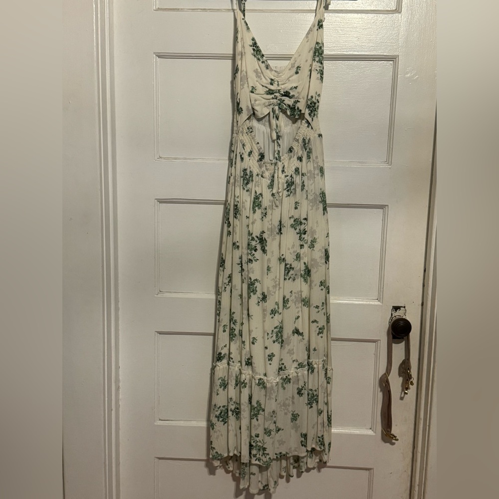 White and Green Floral Dress